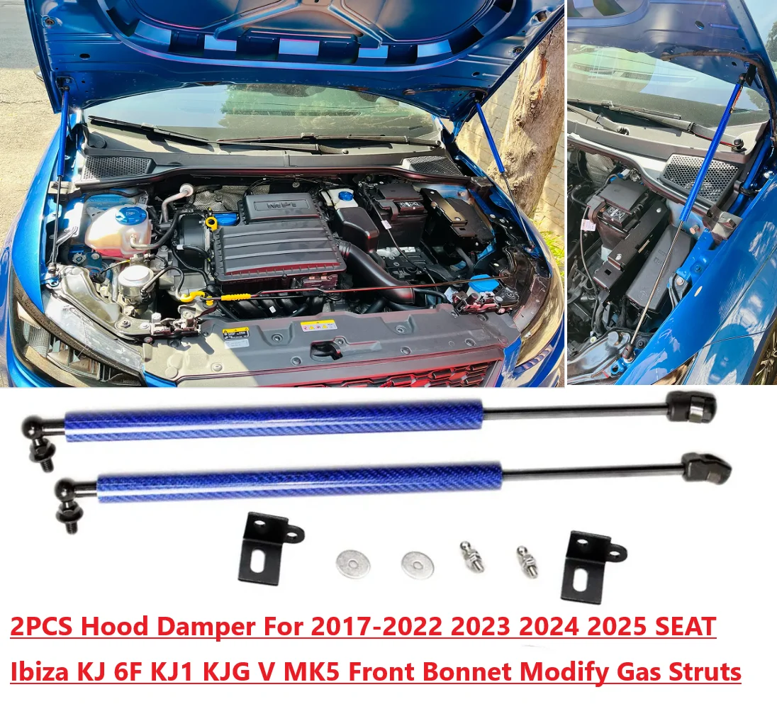 

2PCS Hood Damper For 2017-2024 2025 SEAT Ibiza KJ 6F KJ1 KJG V Front Bonnet Modify Gas Struts Lift Support Shock Absorber Piston