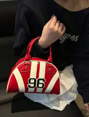New Fashion Handheld & Shoulder Bowling Bag, Fashionable, Personalized, Streetwear, Cute, Cool, Y2K, Vintage, College, Numeric, Sports, School Bag, Suitable For Teenagers, Valentine's Day