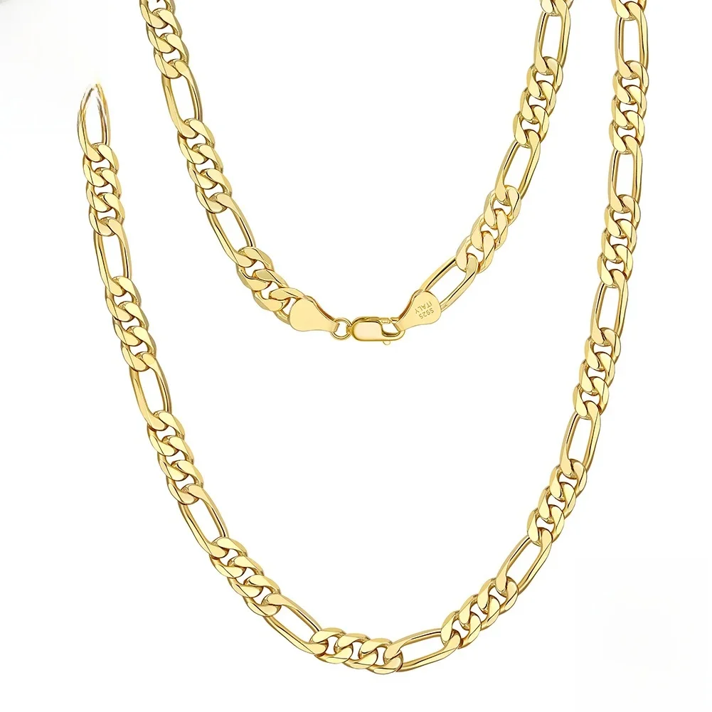 ORSA JEWELS Łańcuszek Figaro 3.3mm 5mm Prawdziwe Srebro Próby 925 Łańcuszki Figaro Hip Hop Punk Unisex 40-60cm SC34 — zdjęcie 2
