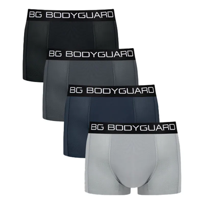 Bodyguard Men's Cool Dry Sports Boxer Briefs - 4 Pack, Moisture-Wicking