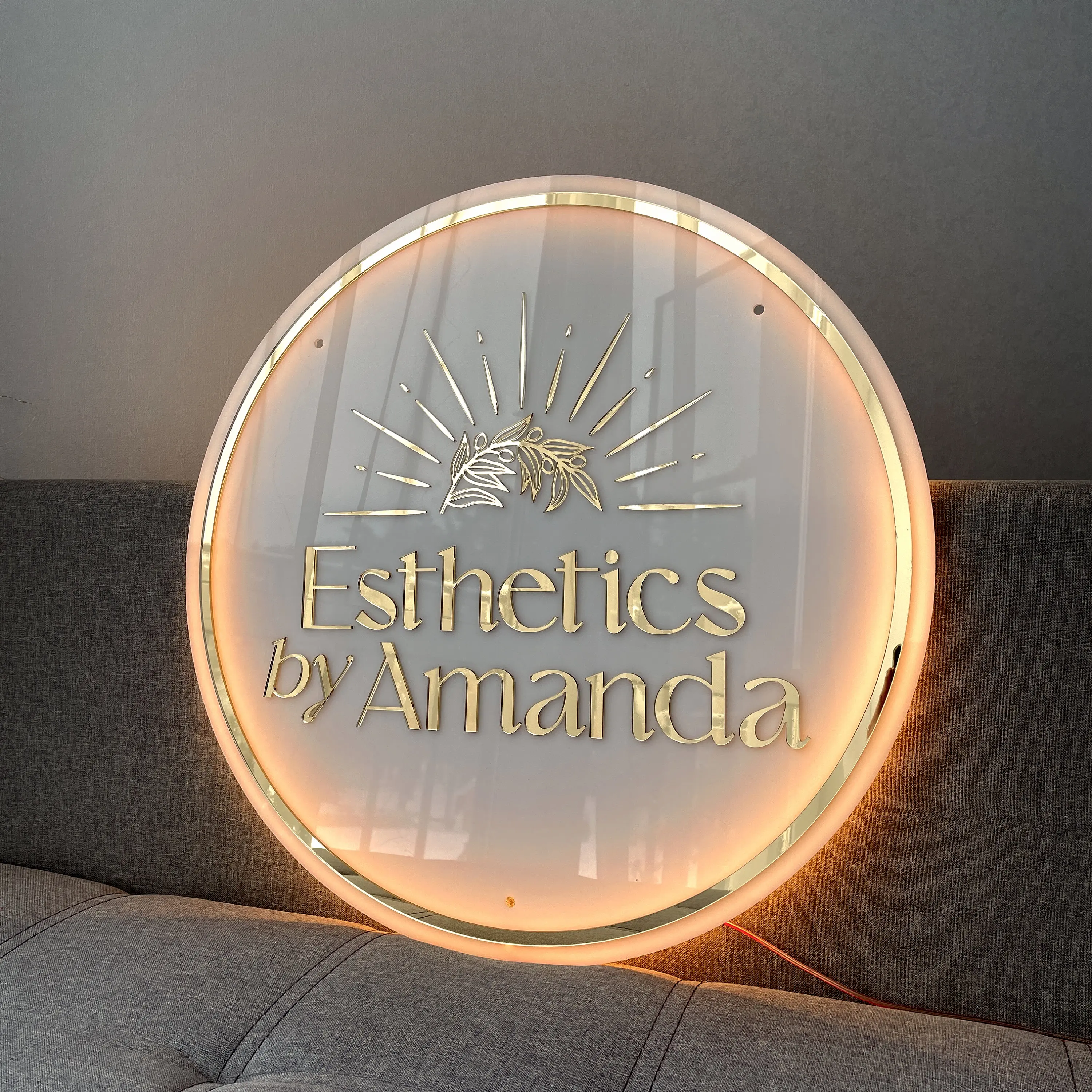 Custom Round Acrylic Business Logo Sign Personalized Business Sign Custom Office Sign Acrylic Sign Business Stand Sign