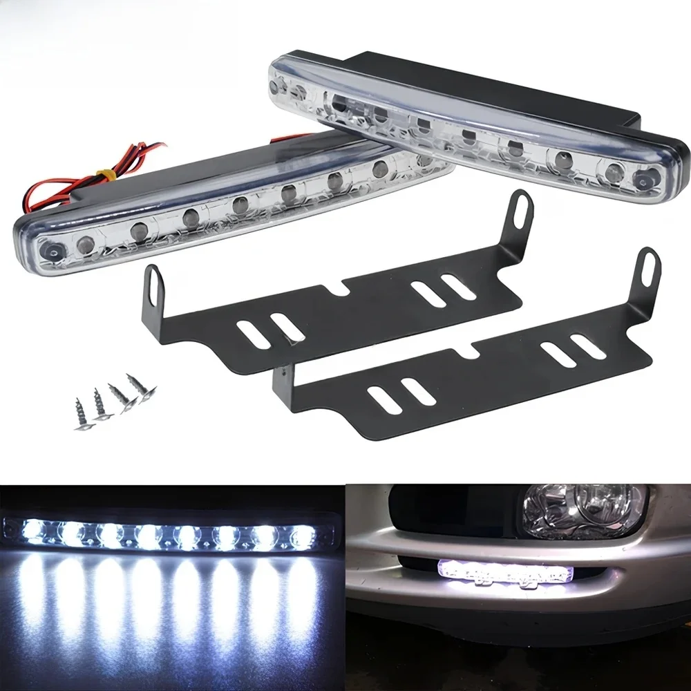 Soczewka do kierunkowskazów samochodowych, świateł do jazdy dziennej (DRL), 8 LED, biała, 12V 24V, oświetlenie reflektorów, bardzo jasna żarówka do postojowych świateł, przeciwmgielna, do bagażnika, lampa dziennej jazdy. — zdjęcie 2