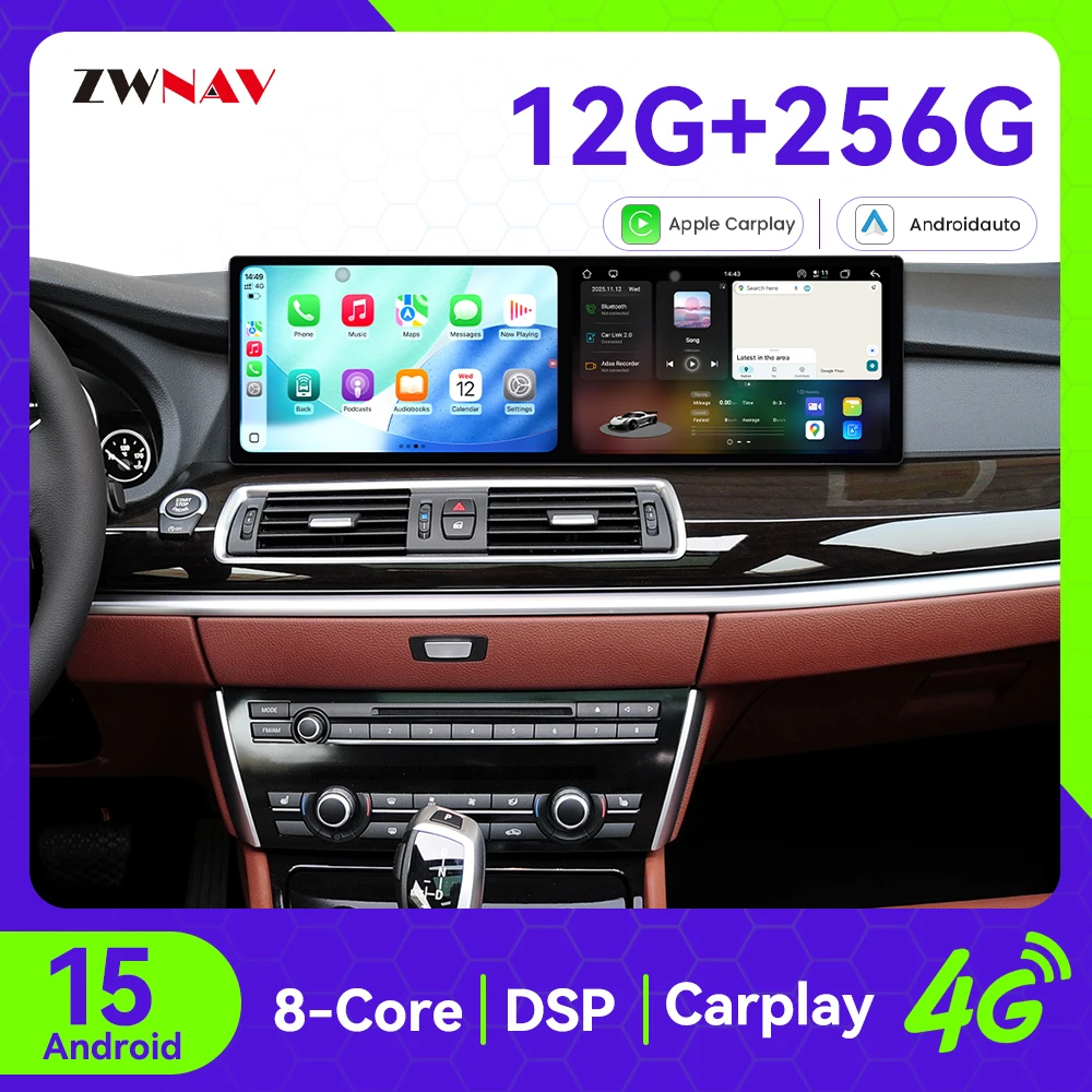 

ZWNAV Android 15 Car Radio For BMW 5 Series GT 2011-2017 Wireless CarPlay Android Auto DSP Sound GPS Navigation Fast Boot