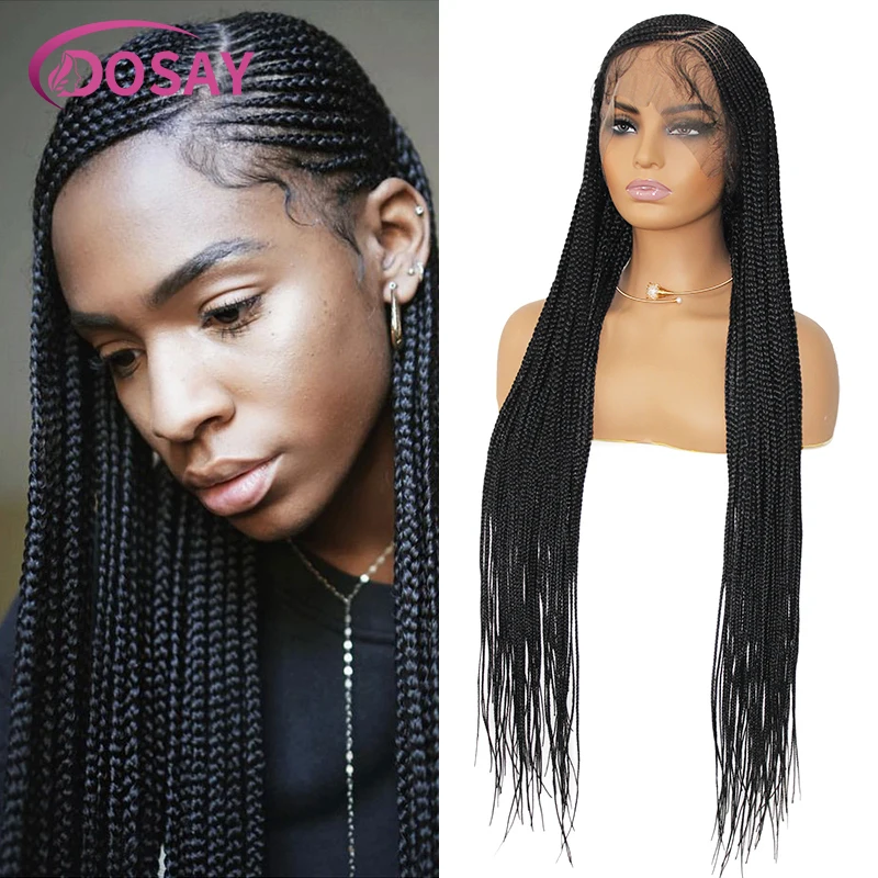 Box Braid Side Part Braided Synthetic Braids Hair Wig Cornrow Braid Wigs Lace Front Wigs Knotless Box Braid Wig For Black Women