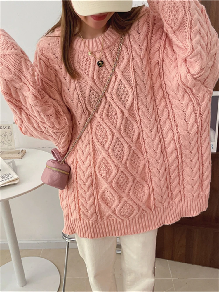 Colorfaith SW3191JX Y2K 2023 Pullovers Vintage Oversized Fashionable Knitted Elegant New Autunm Winter Women Sweaters Wild Tops