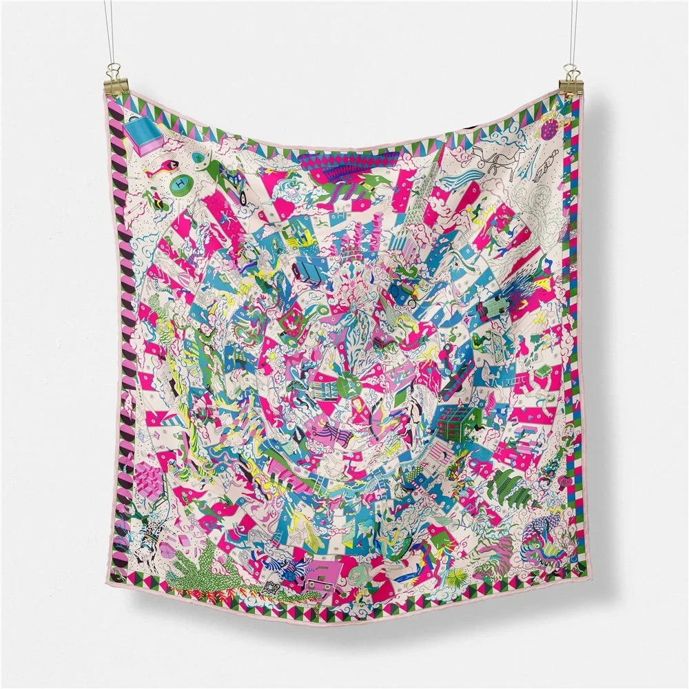 POBING-Foulard carré en sergé pour femmes, imprimé Hopi, enveloppes, bandana, petit hijab, foulard de la présidence, 53cm