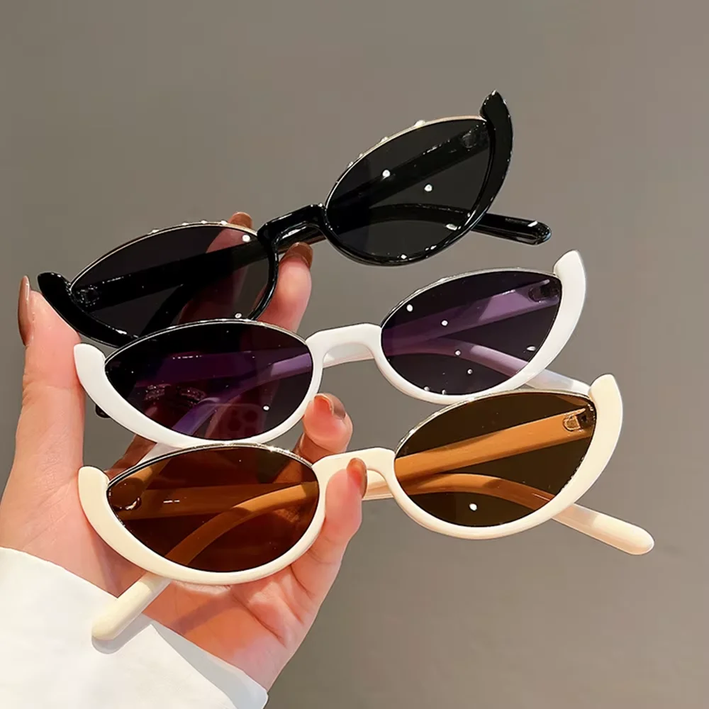New Small Cat Eye Sunglasses for Women Trendy Half-frame Sun Glasses UV400 Fashion Shades Eyewear Vintage Luxury Brand Designer Sunglasses