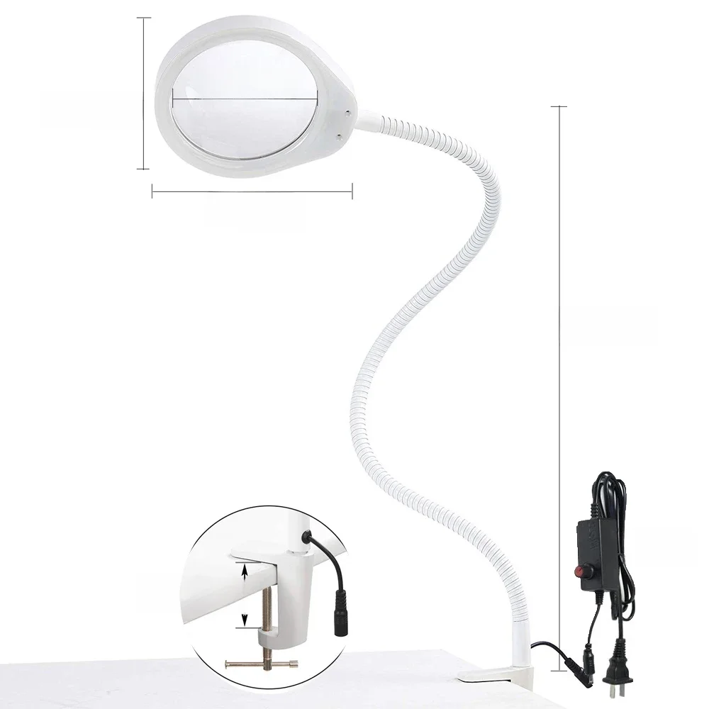 8X 10X 20X Biurko LED Szkło powiększające Podświetlana lupa Lampa Lupa Czytanie/Przetwarzanie/Lutowanie 3X 5X 8X 10X 80cm Wydłużenie ramienia — zdjęcie 2