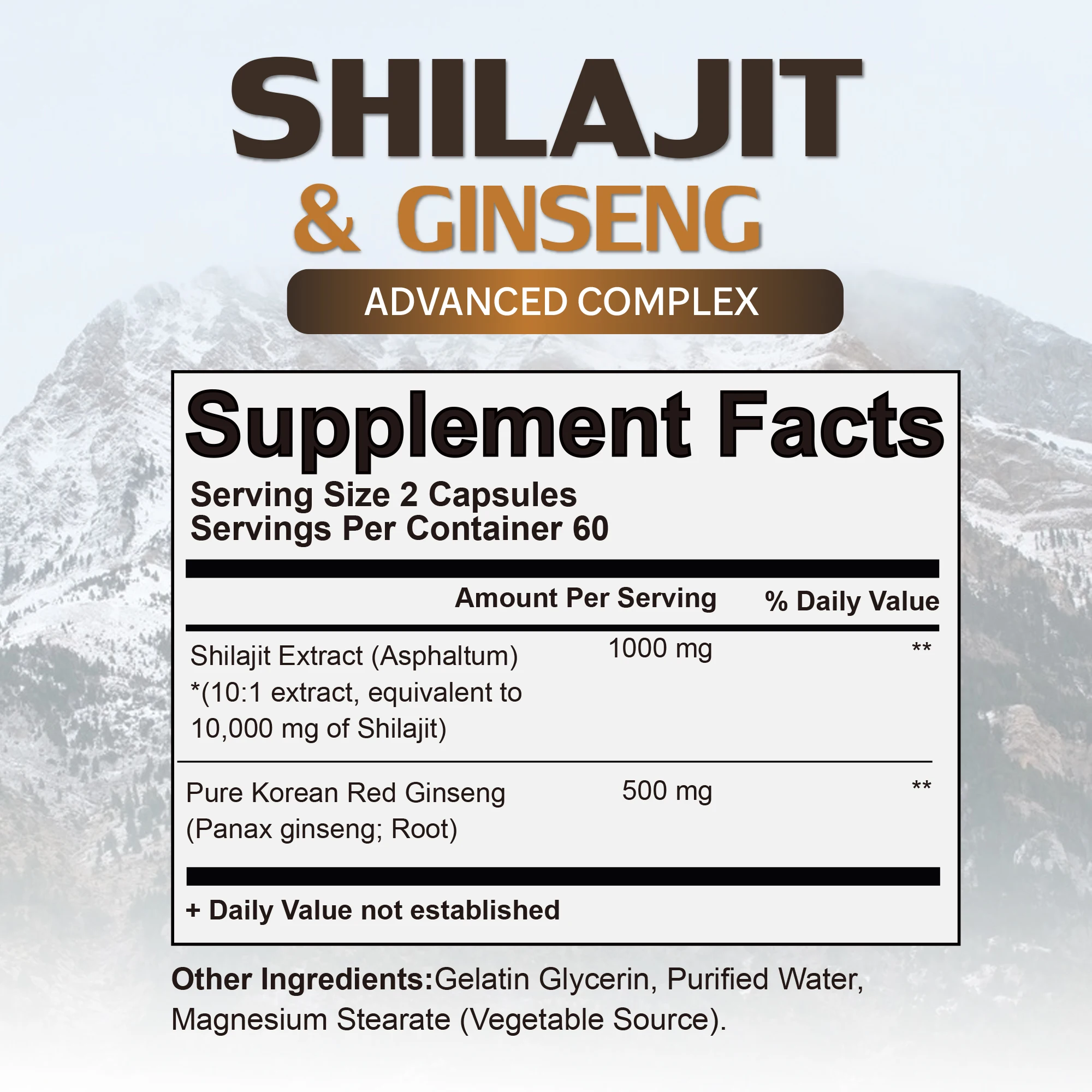 Shilajit - Natural Energizer To Rejuvenate The Body, Improve Mental Clarity and Boost The Immune System - 120 Capsules