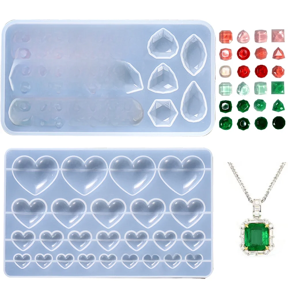 DIY kostka pierścionek naszyjnik bransoletka Nail Art klejnot łatka kryształowa żywica epoksydowa kształt miłości silikonowe formy do tworzenia biżuterii — zdjęcie 2