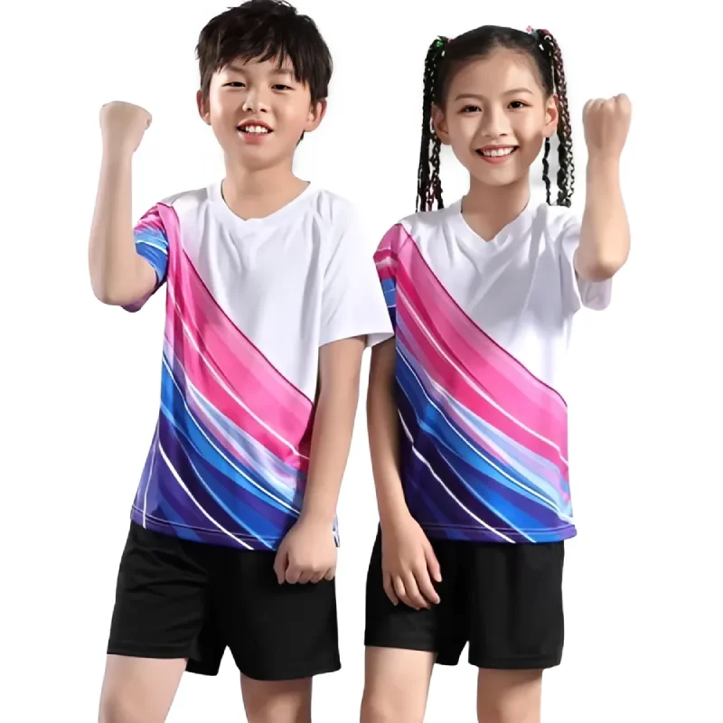 

Children Tennis Badminton Uniform 2024 Sets Quick Dry Short Sleeve Print Kid Child Girl Boy Ping Pong Table Tennis Clothes Suit