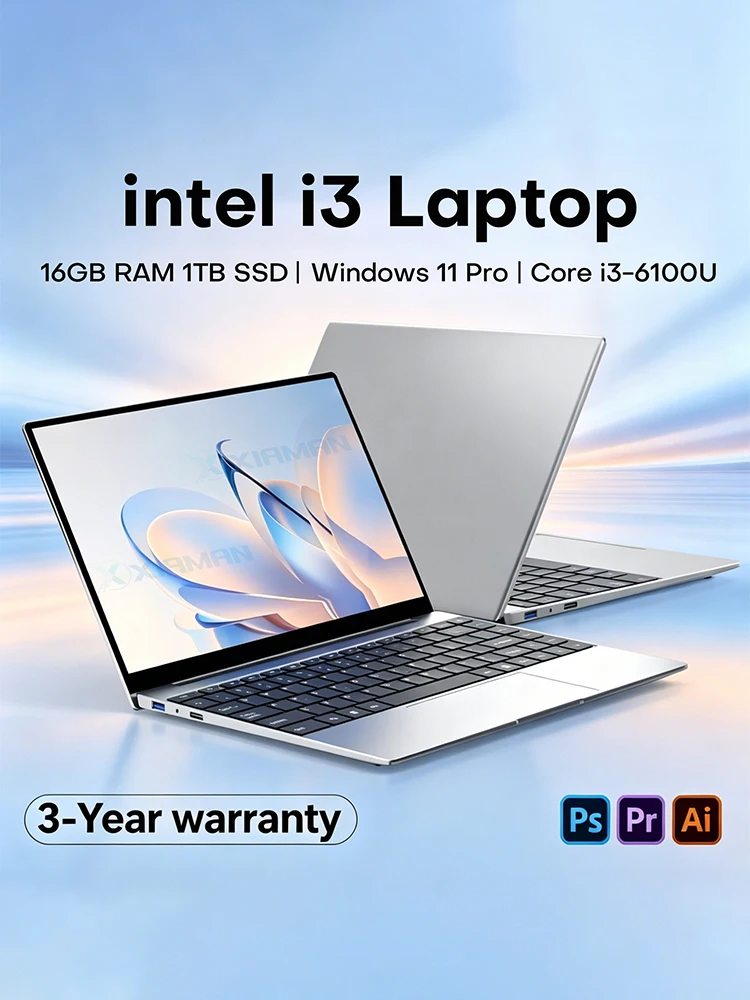Laptop Xiaman Ultra Slim 14,1 cala Intel Core I3-6100U 16GB RAM 1TB 2TB SSD Wyświetlacz FHD 1920*1080 Windows 11 Office Laptopy do nauki PC — 2