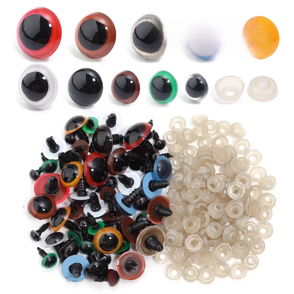50PCS 8-20mm Schwarz Kunststoff Sicherheit Augen Für Spielzeug Amigurumi Diy Kit Handwerk TeddyBär Spielzeug Auge für Puppe Dekoration Zubehör