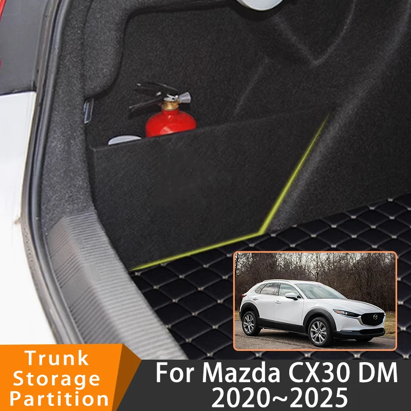 Auto Accessories For Mazda CX30 DM 2020~2025 2021 2022 Upgrade Organizer Trunk Side Partition Trunk Interior Storage Box Parts