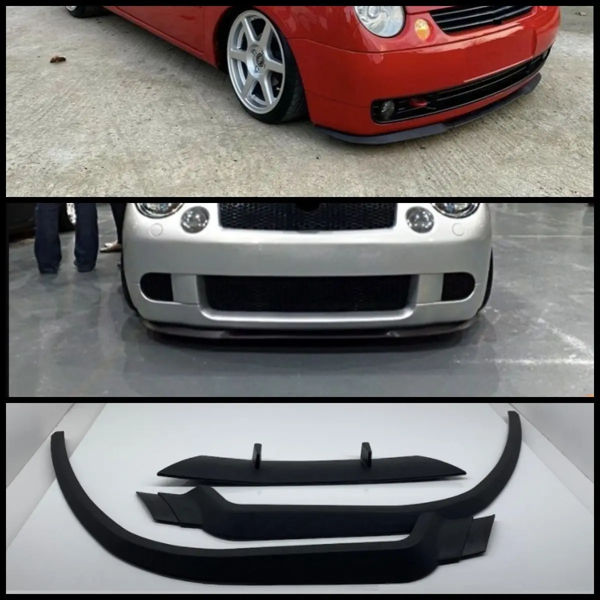 Für vw volkswagen lupo cupra r vordere stoßstangen lippe universal 3pcs diffusor schwarz stoßstange lippen spoiler body kit tuning protector