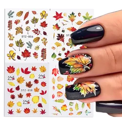 4pcs/Set Autumn Maple Leaf Nail Stickers New Flower Butterfly Halloween Water Transfer Decal Decoration Nail Slider NLSTZ856-859