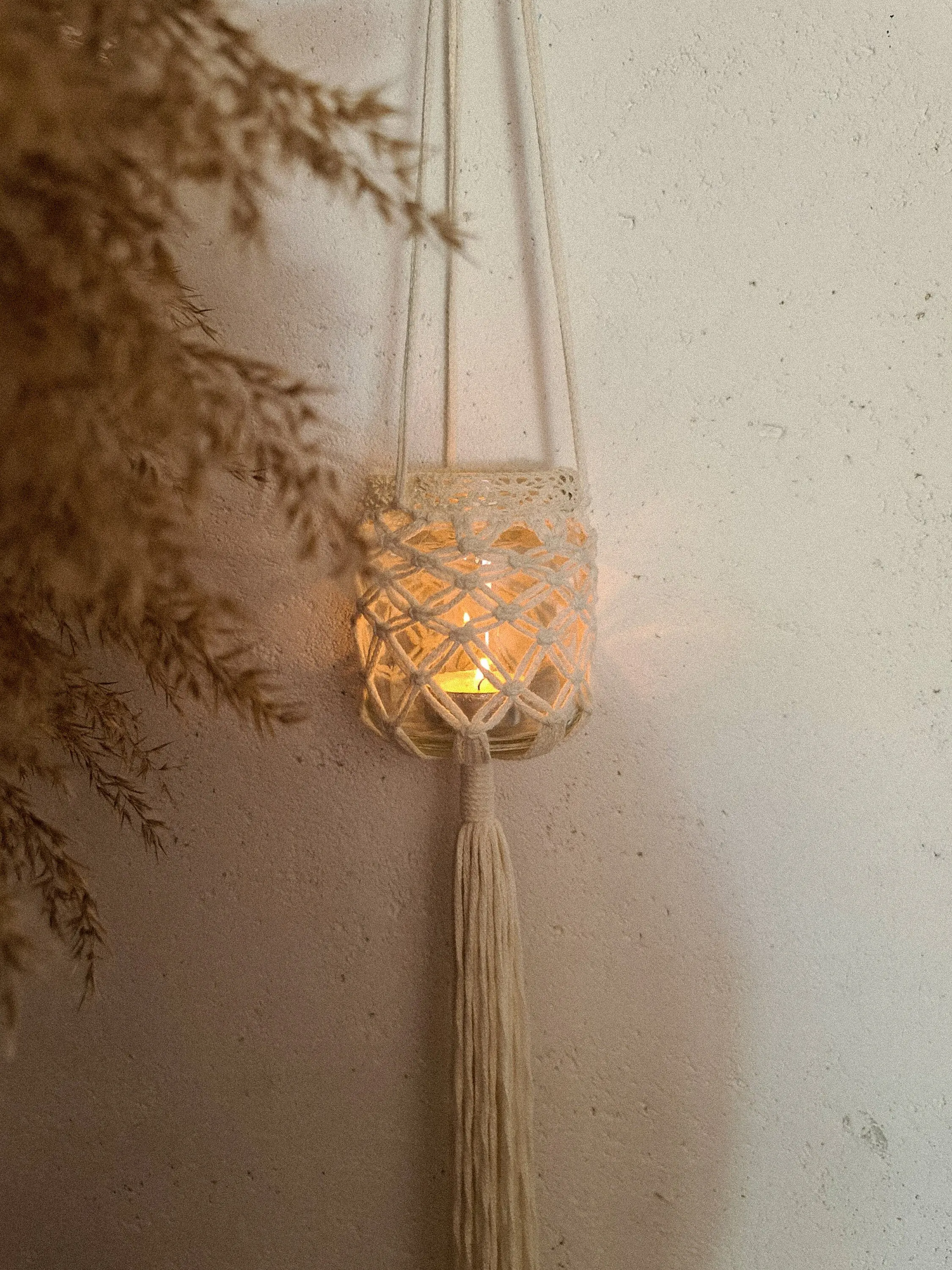 Outdoor decor Lake house decor Coastal decor Macrame hanging lamp Small lantern Garden decor Macrame