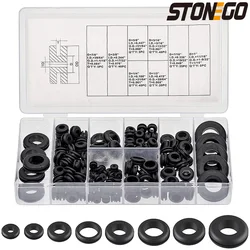 STONEGO 180Pcs/Box Rubber Grommet Assortment Kit Rubber Hole Grommet O Ring Set 1/4