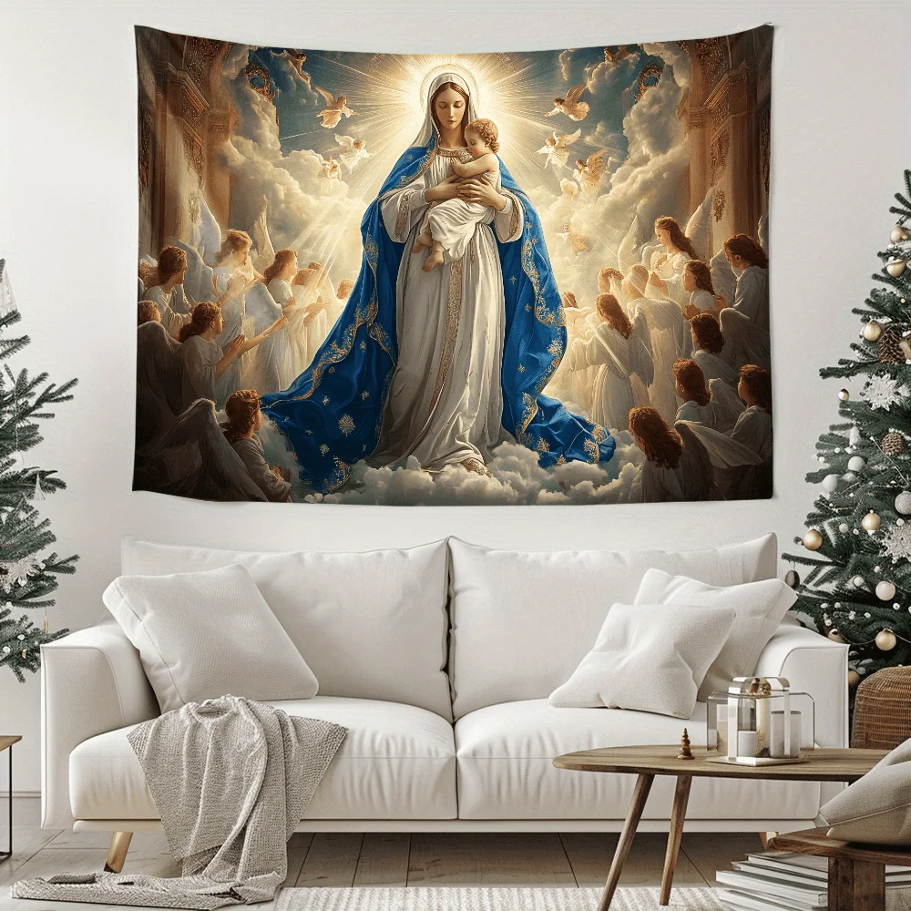 

1 шт., холст Девы Марии, религиозный гобелен, украшение стены для гостиной, подходит для Рождества, Нового года