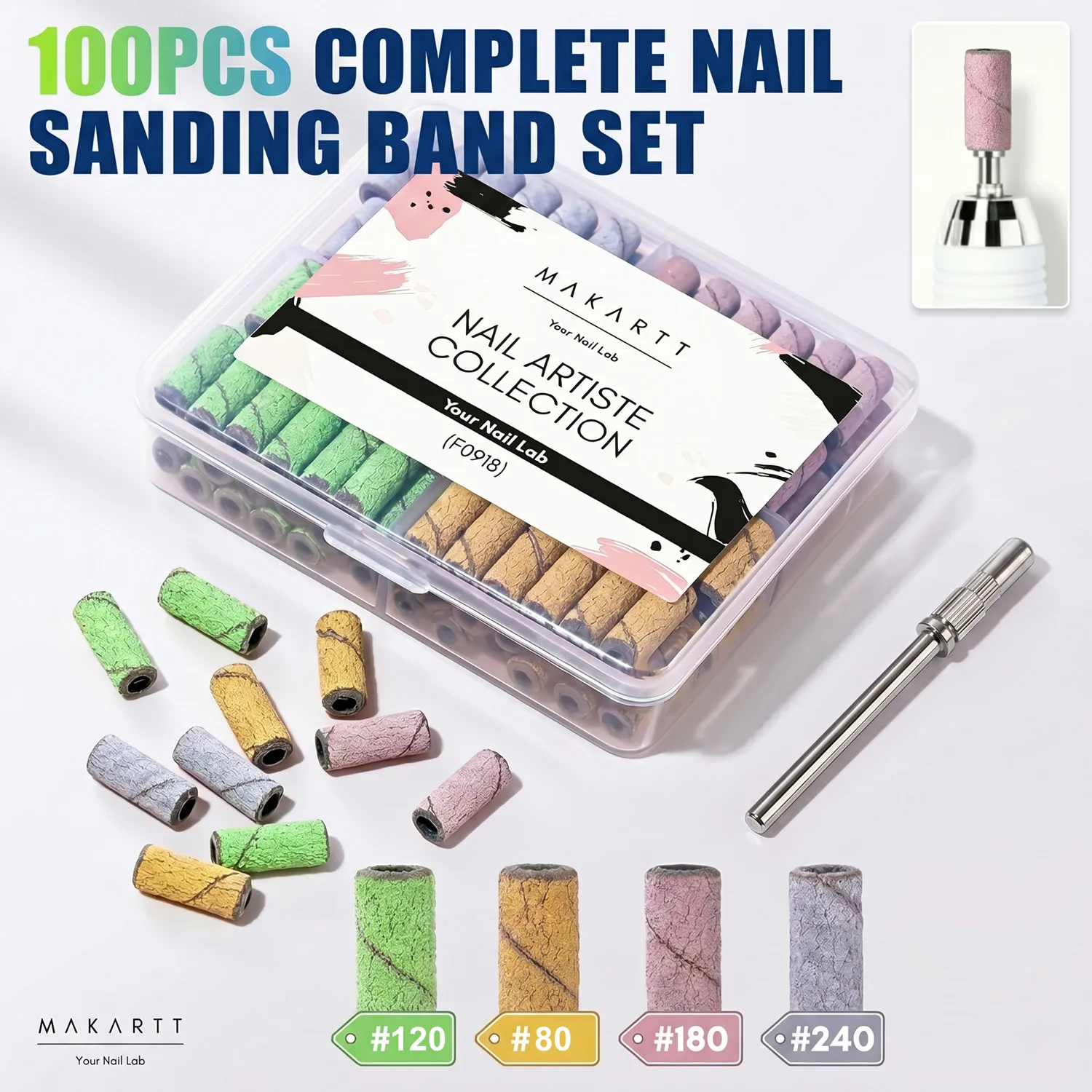 

100PCS Sanding Bands for Nail Drill 80/120/180/240 Grit Coarse Fine Small Sanding Band 3.1mm Mini Mandrel Bit Acrylic Gel Polish