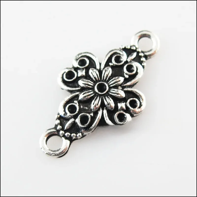 15 sztuk tybetańskich srebrnych kwiatów Charms wisiorki złącza 13,5x25,5mm — zdjęcie 2