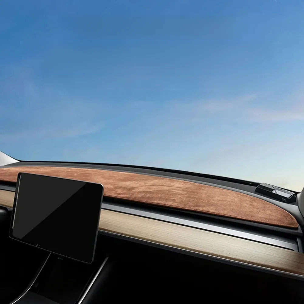 Wildleder Auto Dashboard Pad Für Tesla Modell 3 Y 2017-2023 Leder Dashmat Matte Innen Sonnenschirm Nicht-slip staubdicht Schutz Abdeckung