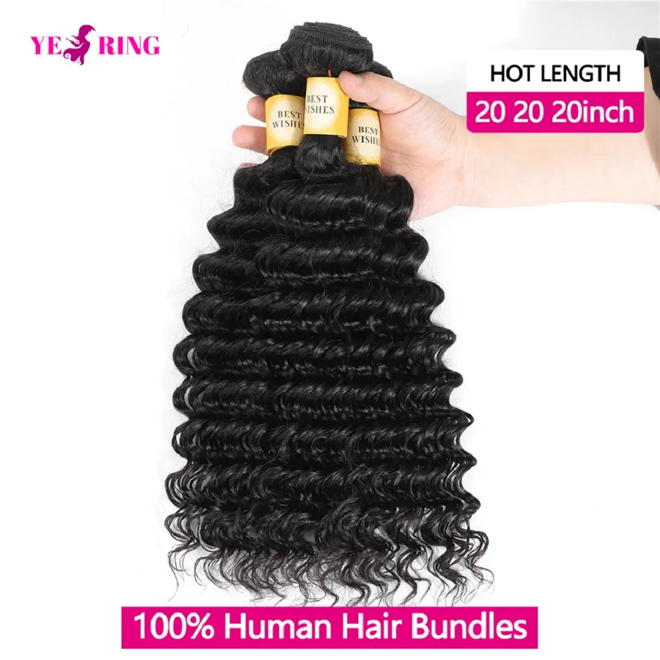 Paquetes de cabello humano natural Deep Wave 12A brasileño virgen rizado crudo extensiones 100% cabello humano entrega 2-5 días 2