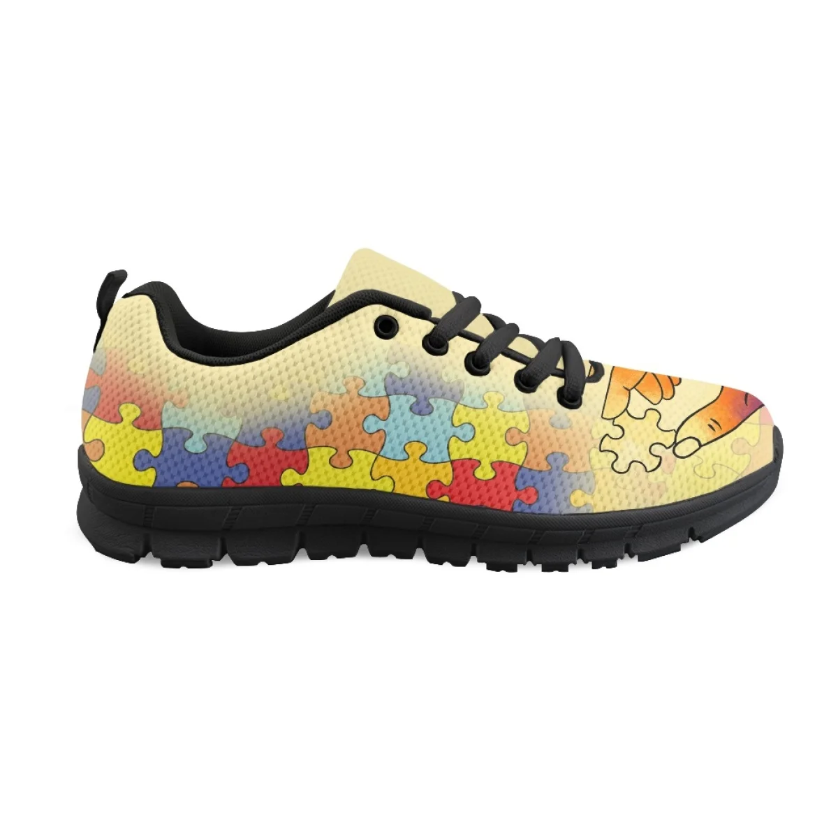 INSTANTARTS Autism Cancer Awareness Design Non-Slip Flat Shoes Wear-Resistant Classic Sneakers for Women Casual Walking Tennis