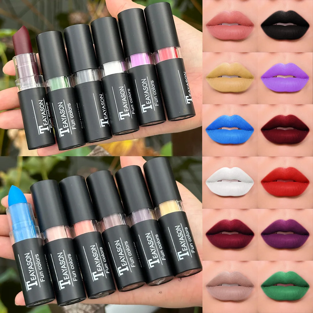 Punk Dark 11-Color Lipstick – Waterproof Easy-to-Apply Makeup Sexy Red Matte Lip Gloss Black & White Body Painting Cosmetics - view 4
