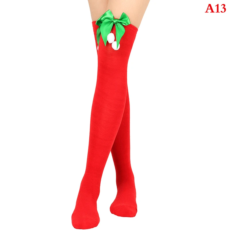 Christmas Ornaments Socks Striped Long Stockings Christmas Decorations High Socks for Girls Striped Knee Socks