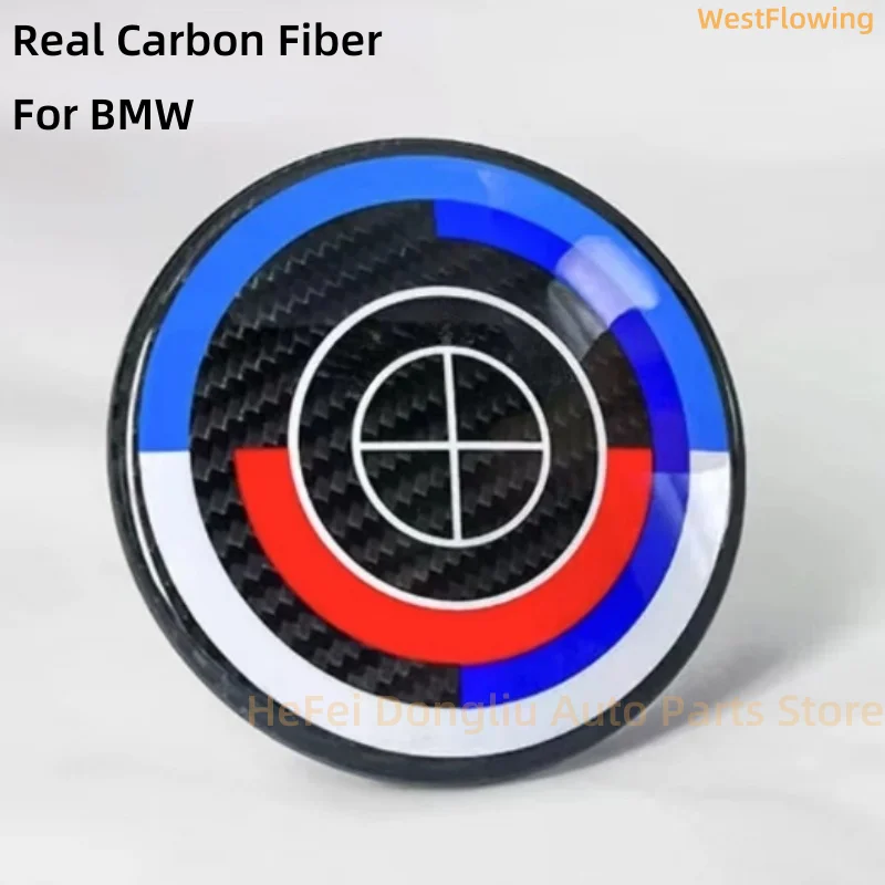 

50th Anniversary Real Carbon Fiber Car The Hood Emblem Rear Badge Steering Wheels Stickers For BMW