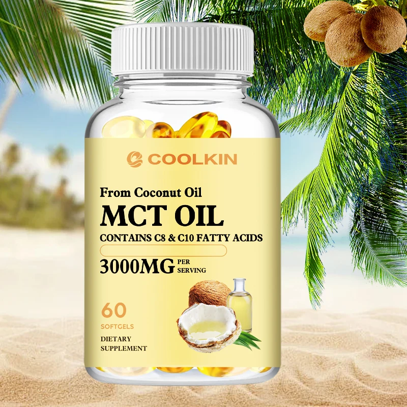 MCT Oil - Helps Reduce Excess Fat in The Abdomen, Arms and Thighs, Promotes Healthy Digestive System - 60 Capsules