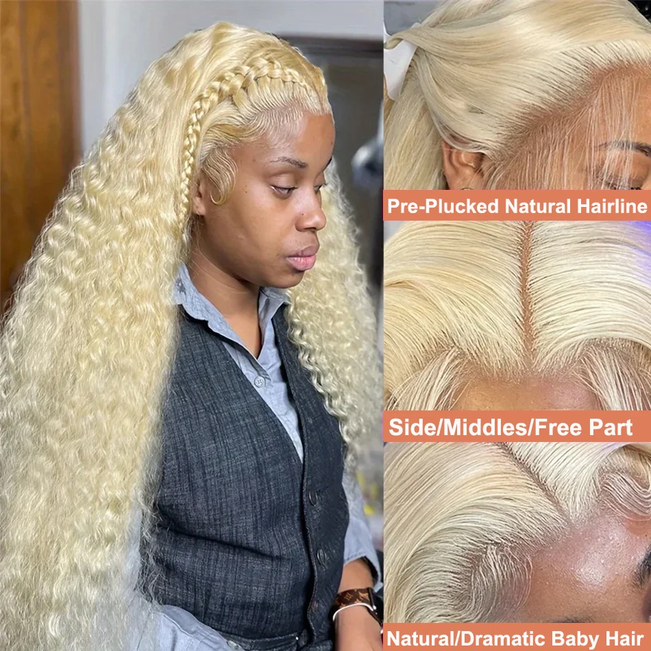 Honey Blonde peruca encaracolada para mulheres, onda profunda brasileira, HD Lace Frontal, cabelo humano, 30 ", 40", 613, 13x6, peruca barata, na Liquidação