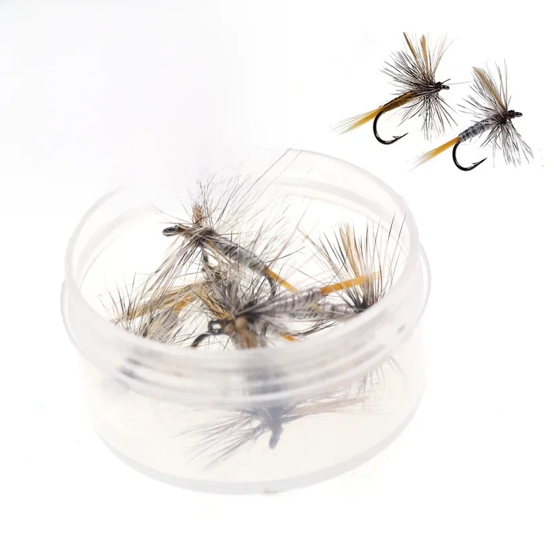 Bimoo 6 pièces # 14 marron gris Adams mouche sèche adulte mouche mouche truite pêche mouche leurre appâts artificiel insecte mouche