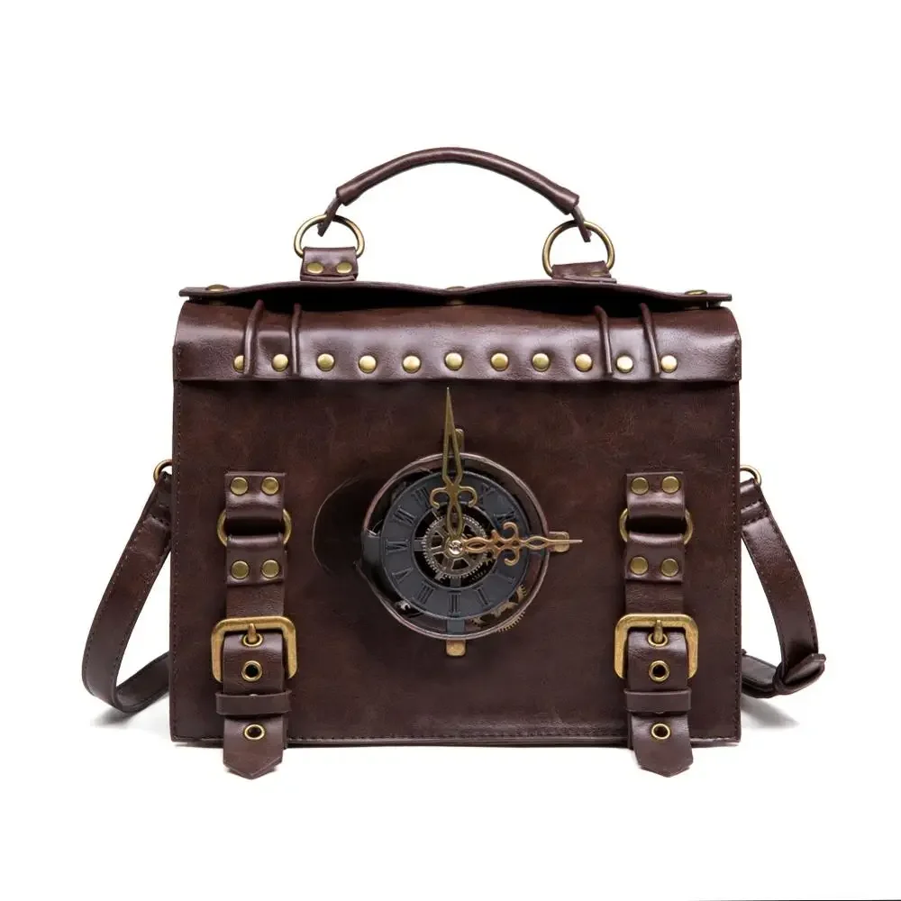 Norbinus Steampunk pojedyncze torby na ramię Vintage torebki damskie gotycka torba listonoszka typu crossbody damskie nitowane torby z górnym uchwytem opakowanie — zdjęcie 2