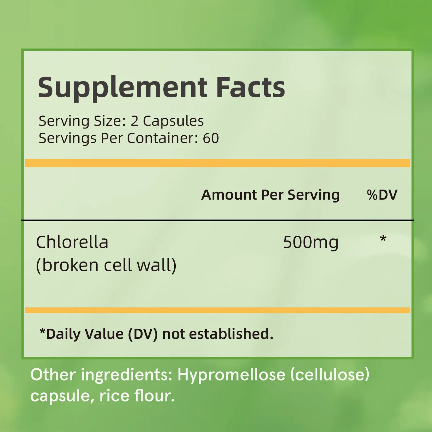 Chlorella Capsules - Liver Cleansing, Detoxification and Repair, Antioxidants, Helps Free Radicals - 120 Capsules