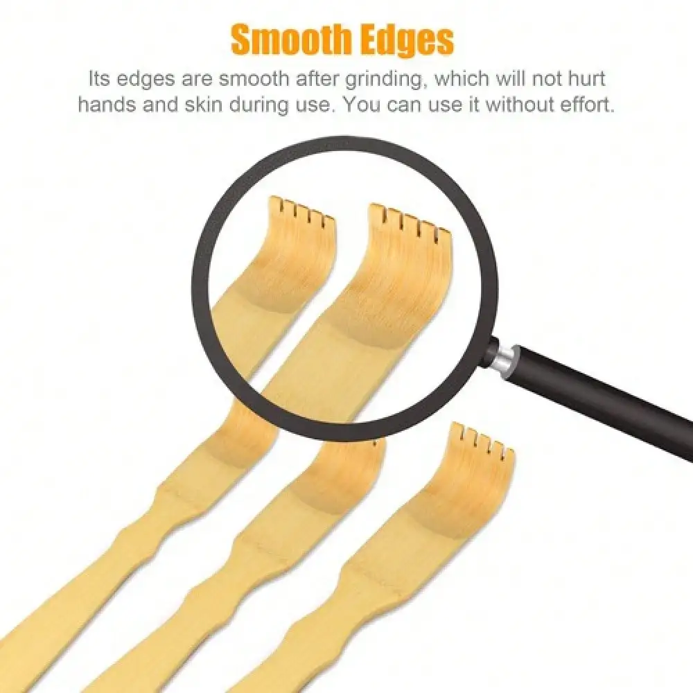 ที่เกาหลังไม้ไผ่ 3 ชิ้น: เครื่องมือบรรเทาอาการคันด้ามยาว เหมาะสำหรับใช้ในบ้านและการเดินทาง