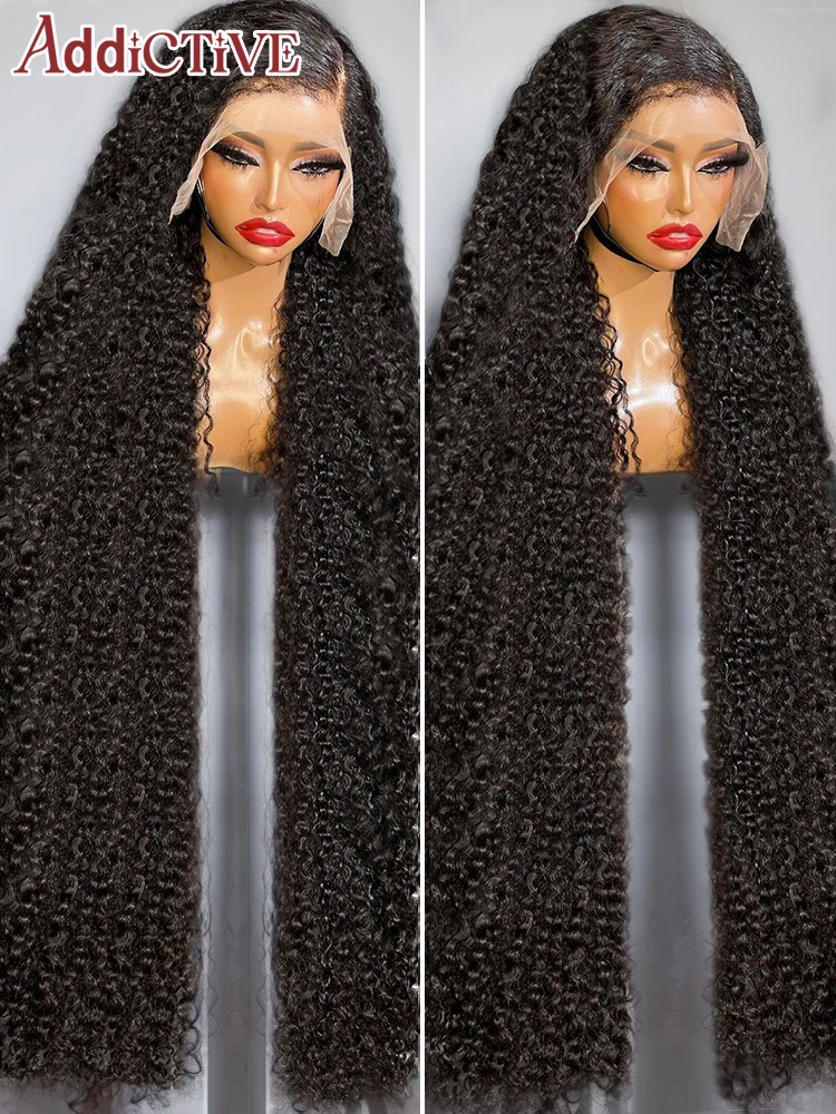 HD 13X6 Curly 220% Kinky Curly 4C Edges HD Lace Frontal Wig 13x4 HD Transparent Deep Wave Lace Front Human Hair Wigs