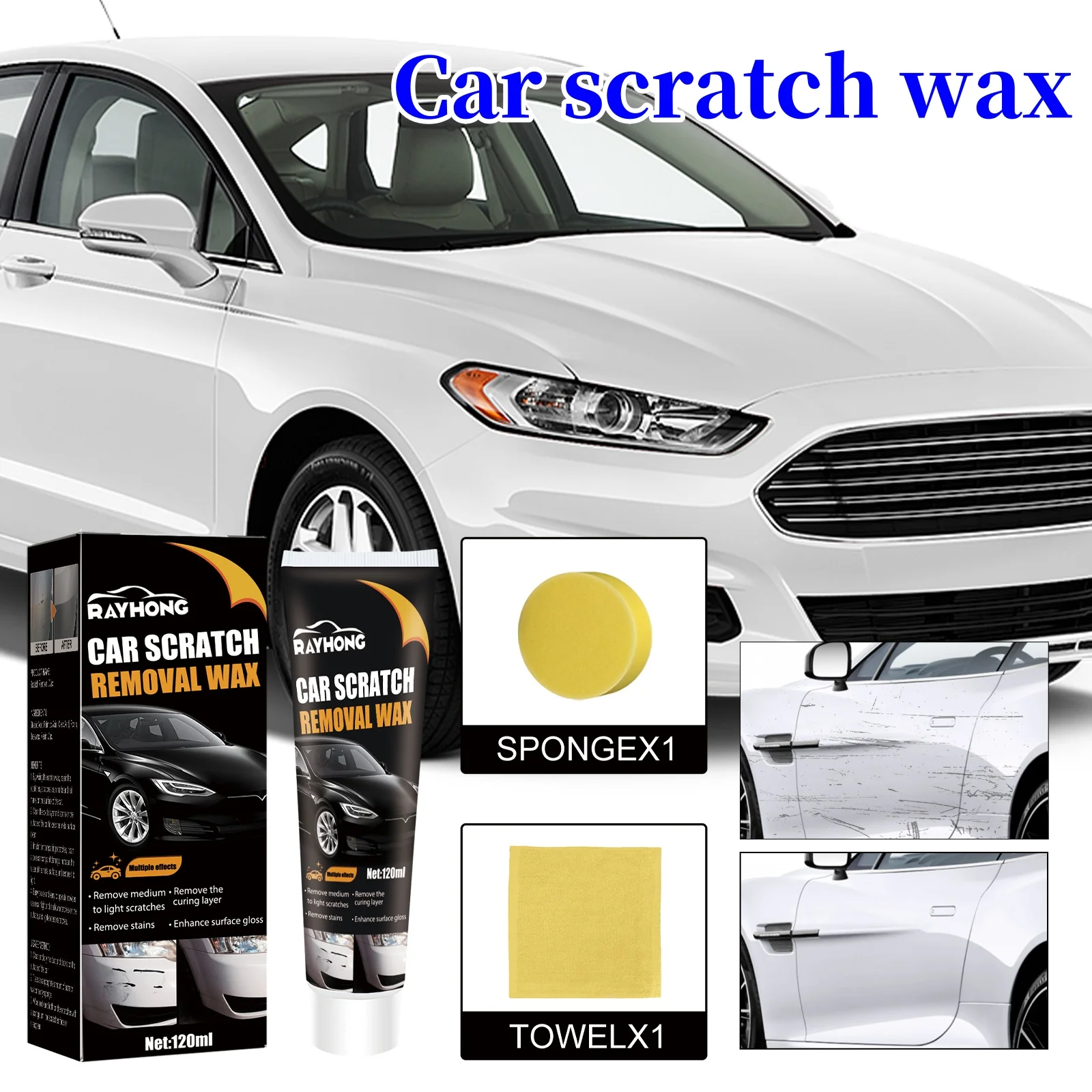 

120ml Auto Polish Paint Restorer Remove Stains Car Polish Scratch Remover Quick Fix Car Paint Scratch Repair Cleaning Kit