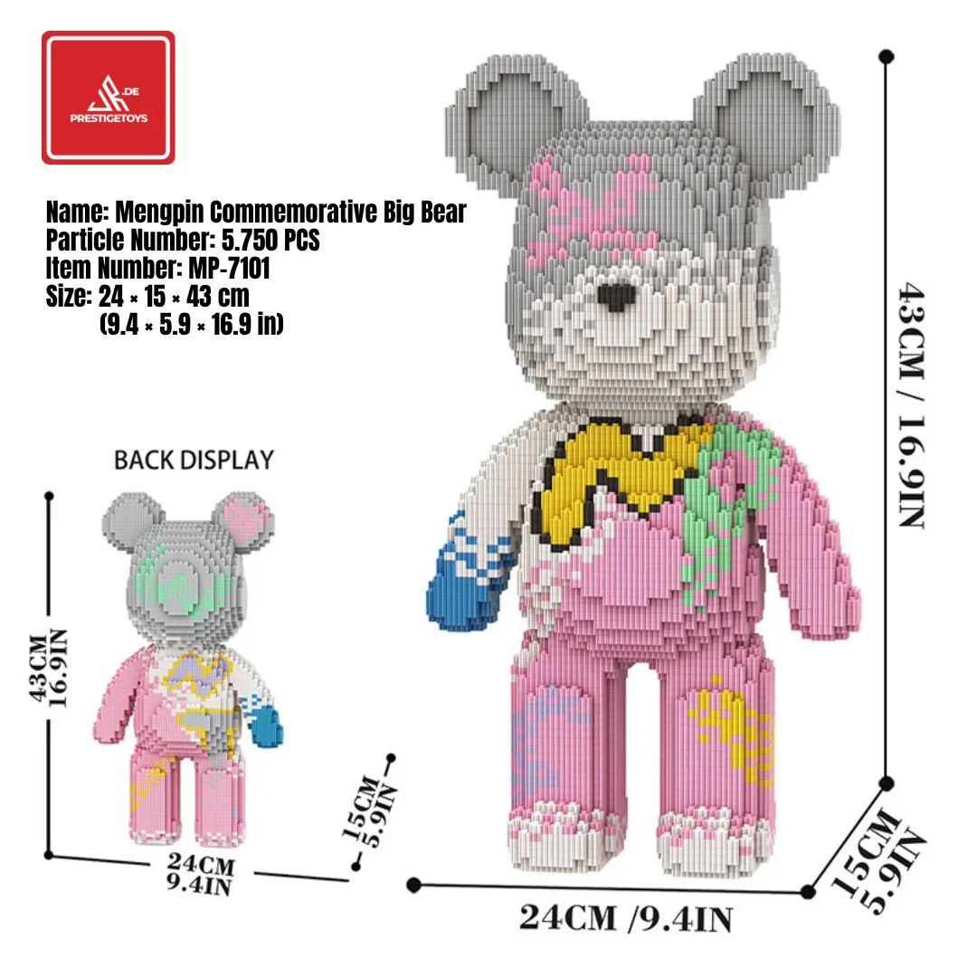 Gigantisch 43 cm mechanisch half-anatomisch Bearstone-standbeeld - DIY Fluid Art-bouwstenen, luxe kamerornament, creatief cadeau voor verzamelaars (originele doos inbegrepen)
