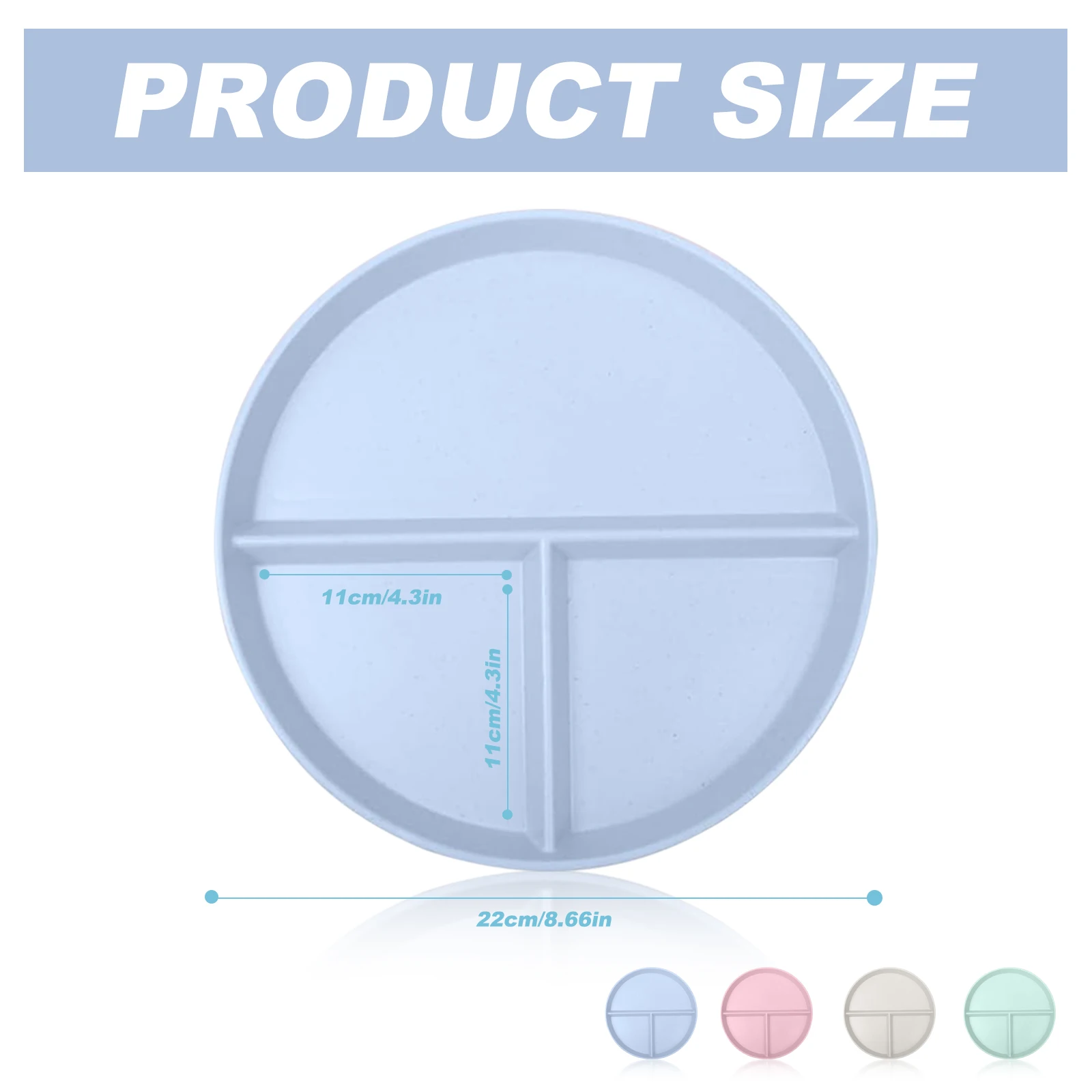 Divided Plates for Adults, Portion Control Plate with Cutlery, Reusable, 9 Inch Plate for Weight Loss and Healthy Eating