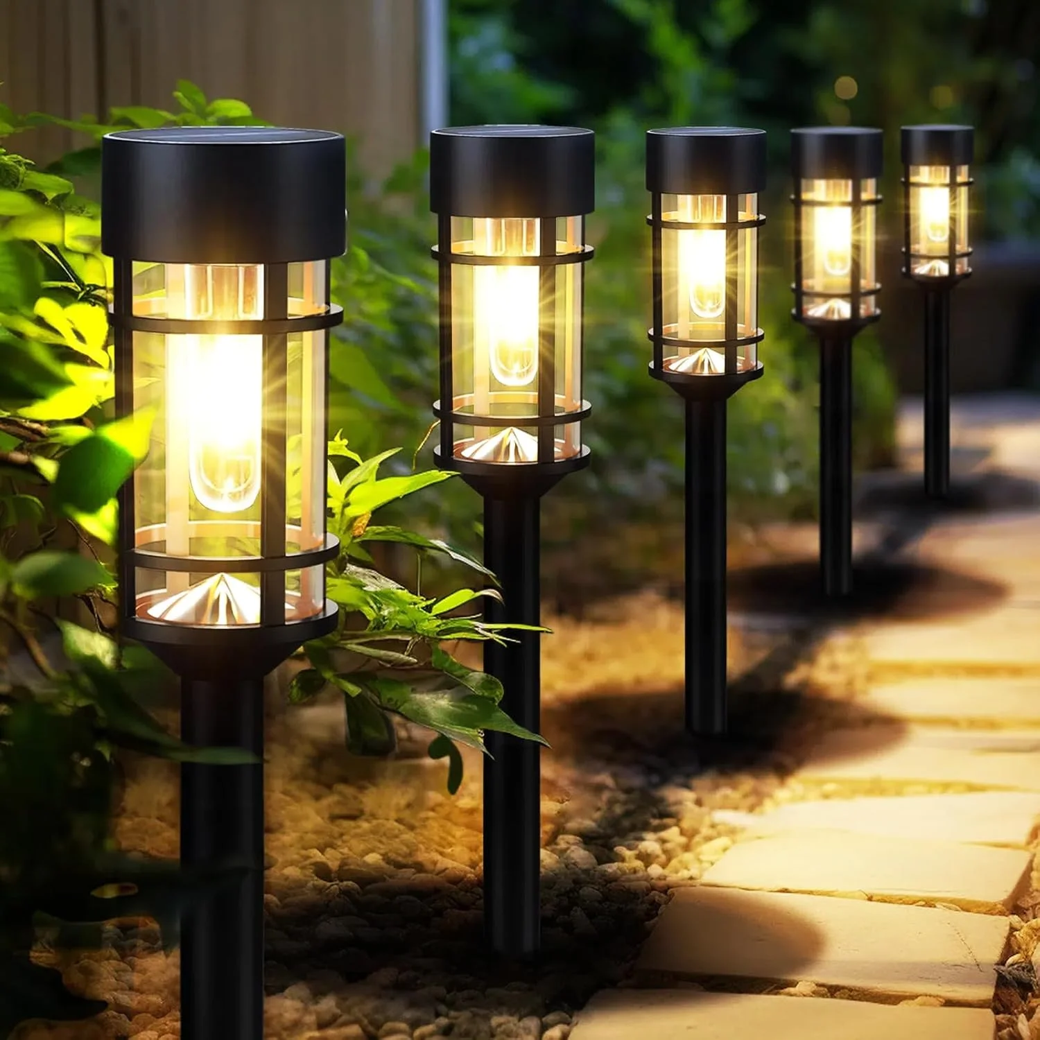 

8 pack Solar outdoor channel lights, LED solar garden lights, lawn landscape lights, decorate the courtyard garden, warm white