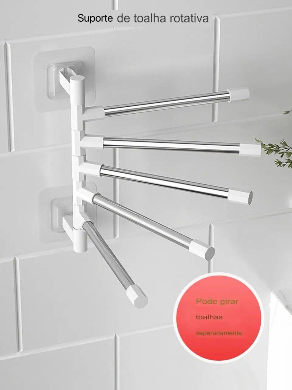 Bath Towel Rack, Aluminum Rotary Towel Rack with 5 Bars for Kitchen and Bathroom Use-Immediate Shipping