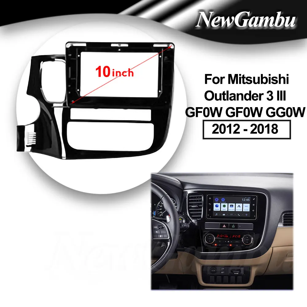 10inch 2Din Car DVD Frame Audio Fitting Adaptor Dash Trim Kits Facia Panel For Mitsubishi Outlander 3 GF0W GG0W 2012 - 2021 Left