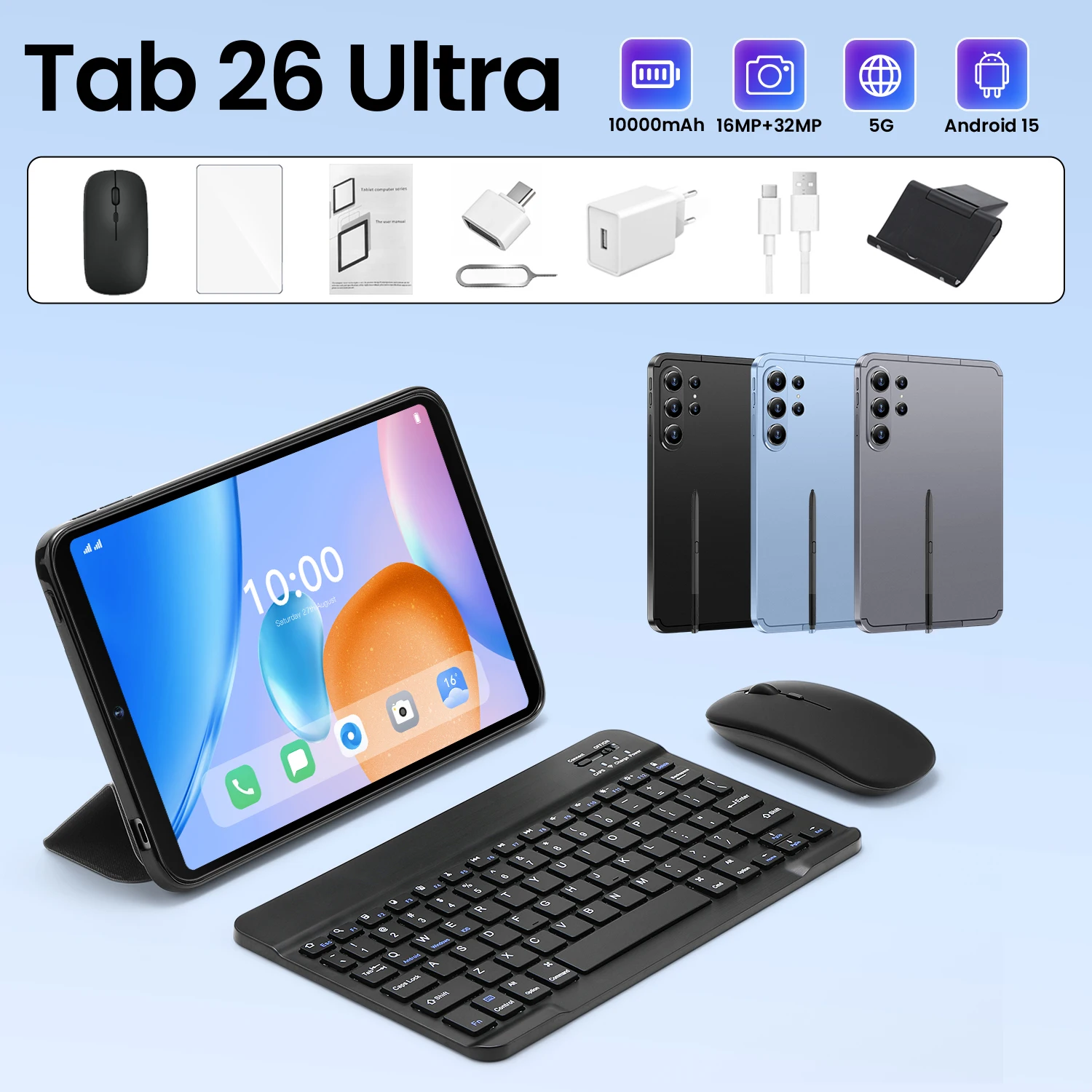 

2026 NEW Tab 26 Ultra Tablet 10.1" HD Screen Snapdragon 8 Gen3 Android 15.0 16GB RAM 1TB ROM 5G Dual SIM 10000mAh Battery 32MP C