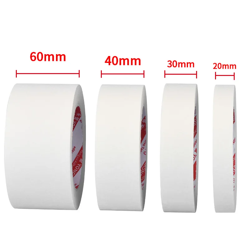 15M/50M Masking Tape White 10mm-50mm Single Side Tape Adhesive Crepe Paper for Oil Painting Sketch Drawing Supplies Car Paintin