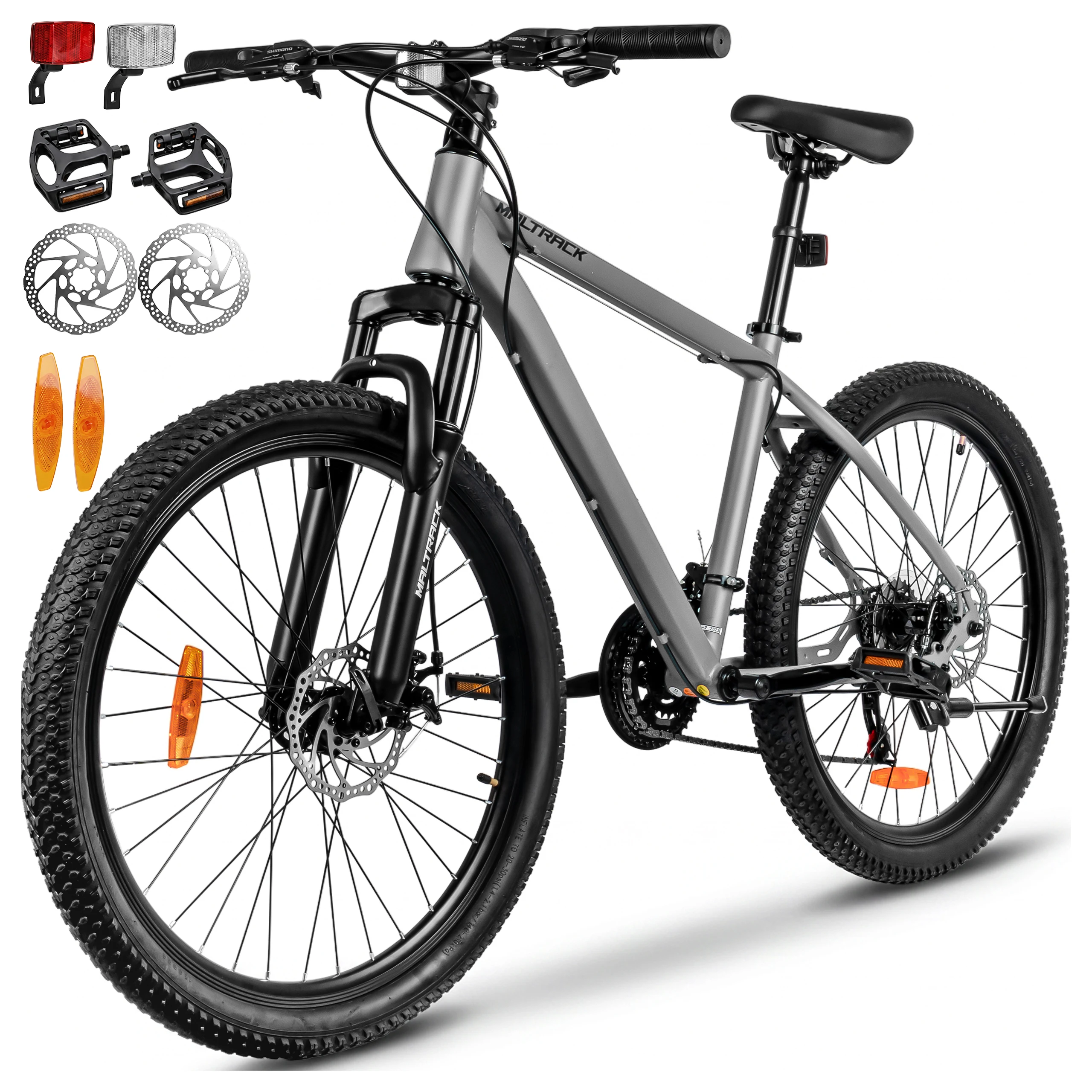 Rower Górski MTB Koła 26 Cali Rama 17 Cali 21 Biegów Amortyzator 2x Tarcze SPIN grey