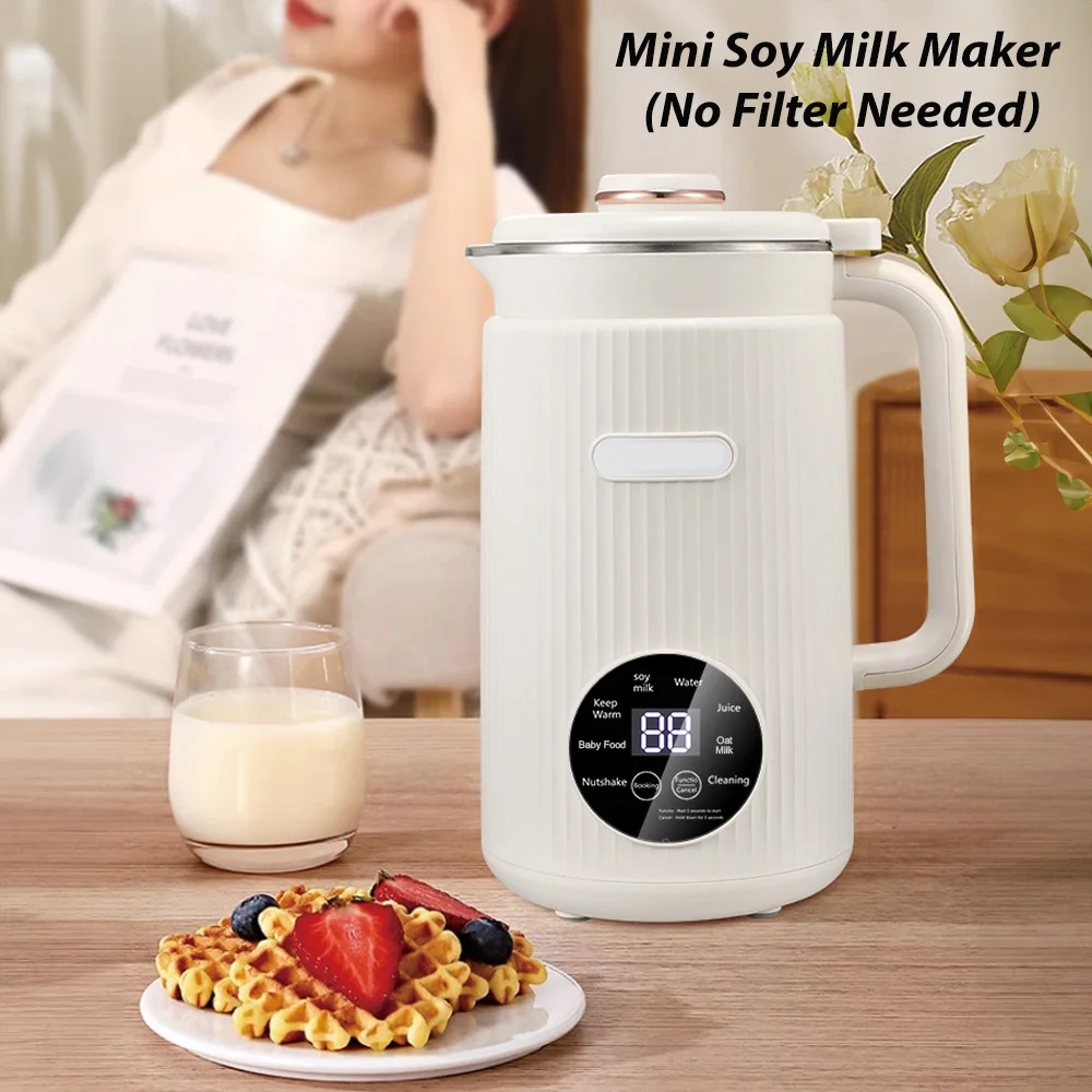 1.2L Mini Soymilk Maker with 12 Blades No-Filter Automatic Soy Milk Machine 220V UK Plug for Cooking Porridge Soup Grinding