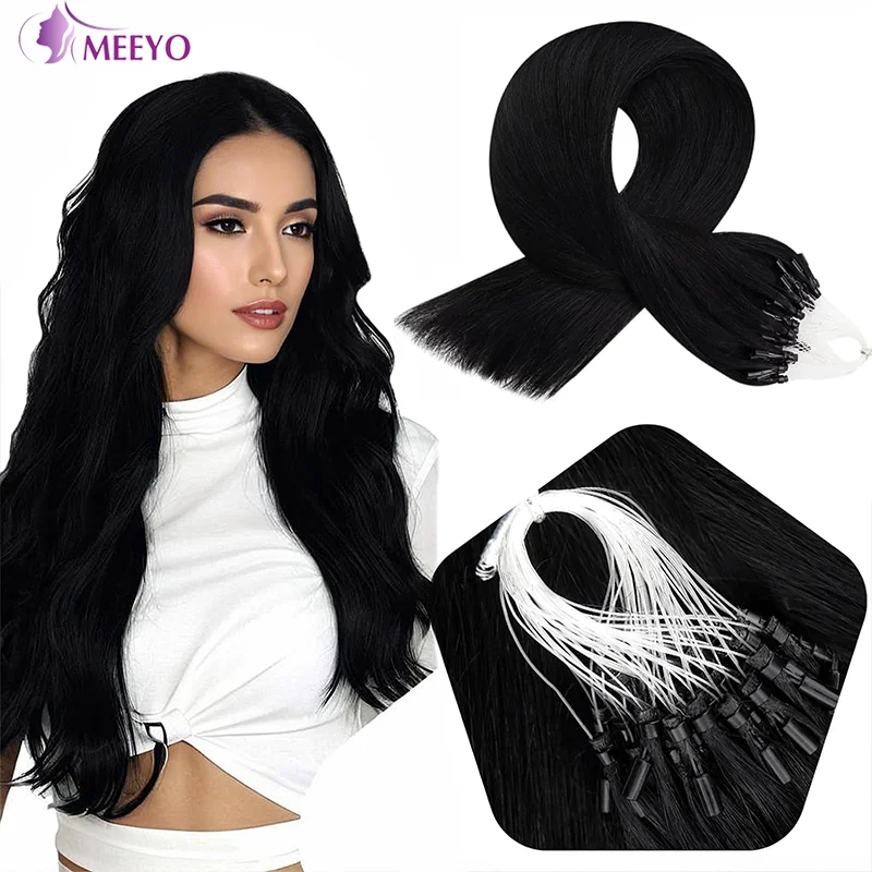 Micro Loop Hair Extensions 16 Inch Micro Bead Extensions Human Hair Jet Black Human Hair Extensions Micro Link Hair Extensions