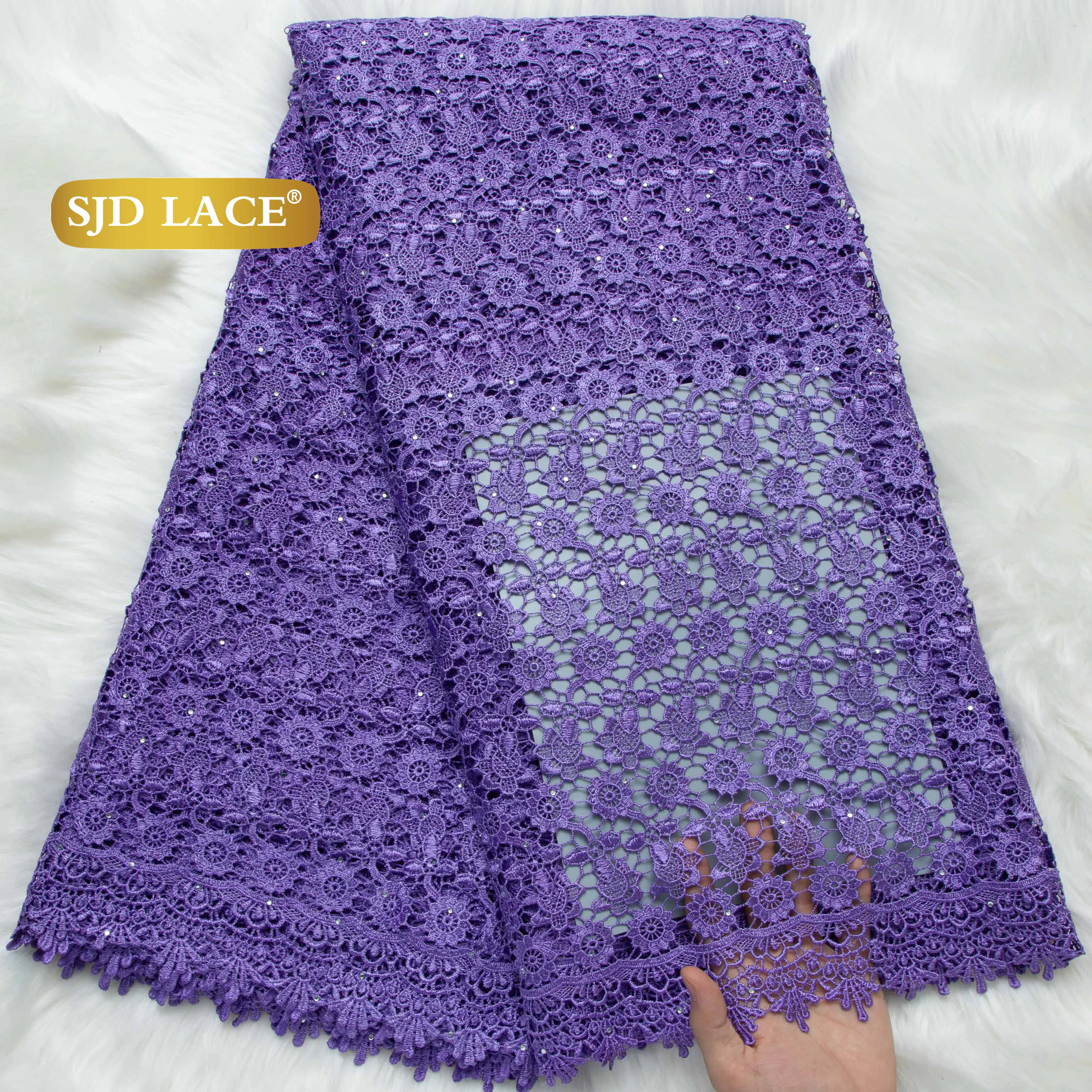 

SJD LACE African Guipure Cord Lace Fabrics 2026 High Quality Nigerian Water Soluble For Women Evening Party 4706